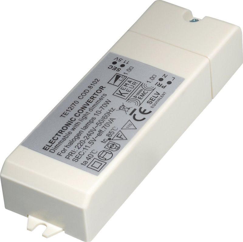 Elektronische halogeen transformator 12 Volt, 10-70 Watt