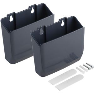 Accessoire houders - Set van 2 - Zelfklevend of schroefbaar - 12,5 cm breed - Tot 2kg - Donkerblauw