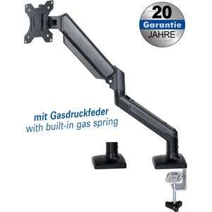 my wall HL57L Monitorhouder met gasveer, volledig beweegbaar, monitorarm met gasveer, traploos in hoogte verstelbaar, zwenkarm voor gaming of kantoor, belasting 2-9 kg, tafelhouder