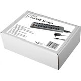 USB-A Hub - 10x USB-A - 1x Oplaadpoort - 12V - 2,4A - Grijs