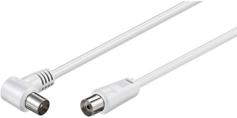 IEC (m) haaks - IEC (v) recht coaxkabel - wit - 10 meter