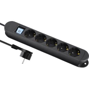 5-voudige Stekkerdoos - Met Magneet- en Tie-wrapbevestiging - 3500W - 3 Meter - Zwart