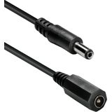DC plug (m) - DC plug (v) verlengkabel - 5,5mm x 2,1mm - max. 12V/0,5A / zwart - 5 meter