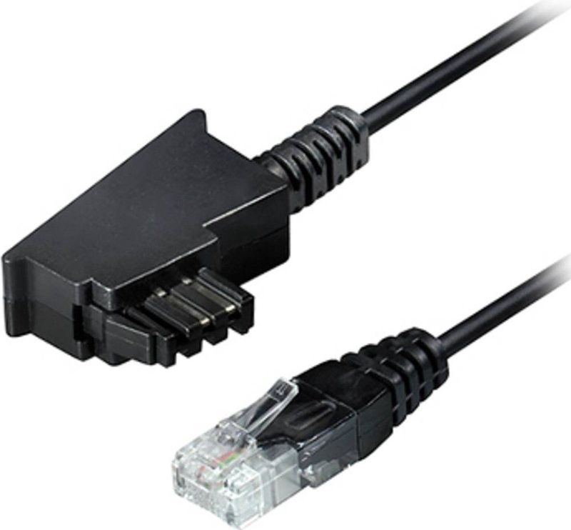 Maxtrack - TF 20 L - Aansluitkabel - Zwart - 10 m - 1x Telefoonstekker Duitsland (TAE-F) - 1x LAN (10/100 MBit/s)
