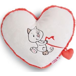 Kussen kat hart 26x22 cm wit - Duurzaam, donzig zacht knuffelkussen voor jongens, meisjes, baby's en liefhebbers van knuffels; Ideaal voor thuis, op de kleuterschool of onderweg