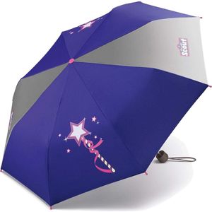 Kinderparaplu, zakparaplu, schooltas paraplu met grote reflectieoppervlakken, extra licht, magische wand, blauw