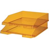 Ablagekorb HAN Klassik, für Format A4/C4, mit Beschriftungsfeld, stapelbar, B 255 x T 348 x H 65 mm, Kunststoff, orange/transparent, 6 Stück