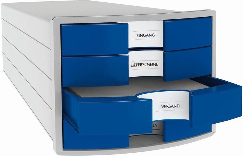 HAN Schubladenbox Impuls  blau 1012-14, DIN C4 mit 4 Schubladen