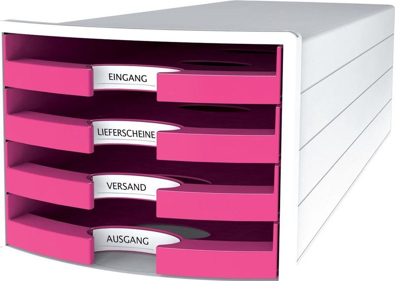 HAN ladekast - IMPULS - 4 lades - wit/roze - HA-1013-56