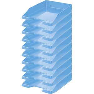 Han 10 stuks klassieke brievenbakjes in moderne stijl, stapelbaar, DIN A4 / C4, 1027-X-54, lichtblauw