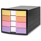 HAN Schubladenbox IMPULS  gelb, orange, rosa, lila 1012-139, DIN A4, DIN C4 mit 4 Schubladen