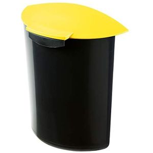 HAN MOON afvalbak - 5 stuks, volume 6,0 liter, met deksel, elegant en praktisch, in premium kwaliteit, geschikt voor HAN 18190 en 18198, geel-zwart, 1838-15