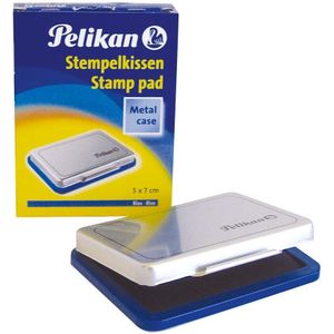 Pelikan stempelkussen maat 3, voor rubber- en polymeerstempels, in metalen behuizing, 50 x 70 mm, blauw