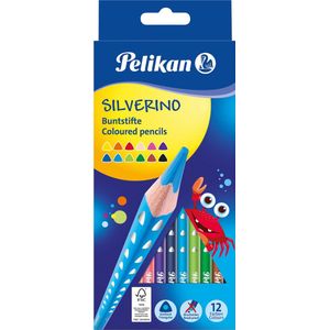 Pelikan 700634 Silverino kleurpotloden, driehoekig, 12 kleuren