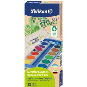 Pelikan K12 eco Wasserfarbkasten 12 Farben und 1 Tube Deckweiß