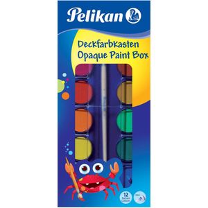 Pelikan 12 kleuren aquarellen, 1 penseel