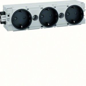 Tehalit - Wandcontactdoos 3-voudig GS3000 GSW - Zwart-grijs - Schuko