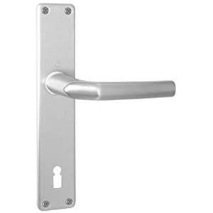 HOPPE 2668194 deurkruk Birmingham op langschild bontebaard afstand 90 mm, deurdikte 30-49, zilver geanodiseerd, aluminium F1 natuurlijk geanodiseerd