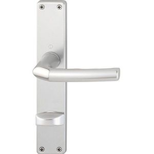HOPPE 2668223 deurkrukgarnituur Birmingham-op langschild WC, voor deurdikte 37-42 mm, zilver geanodiseerd