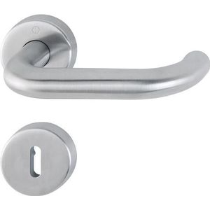 Hoppe deurgarnituur met WC-rozetten s/g RVS - kruk/kruk - Sertos - E138/42H/42HKVS/f69