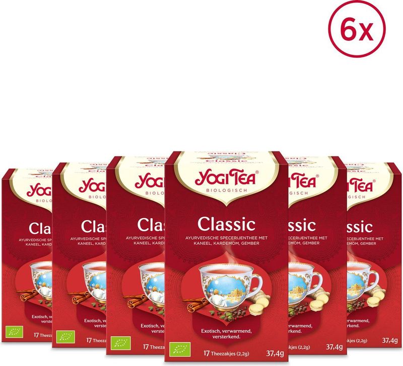 Yogi Tea Classic - Biologische Thee - 6x17 Stuks - 102 Theezakjes - Kruidenthee - Chai Thee - Ayurveda - NL-BIO-01