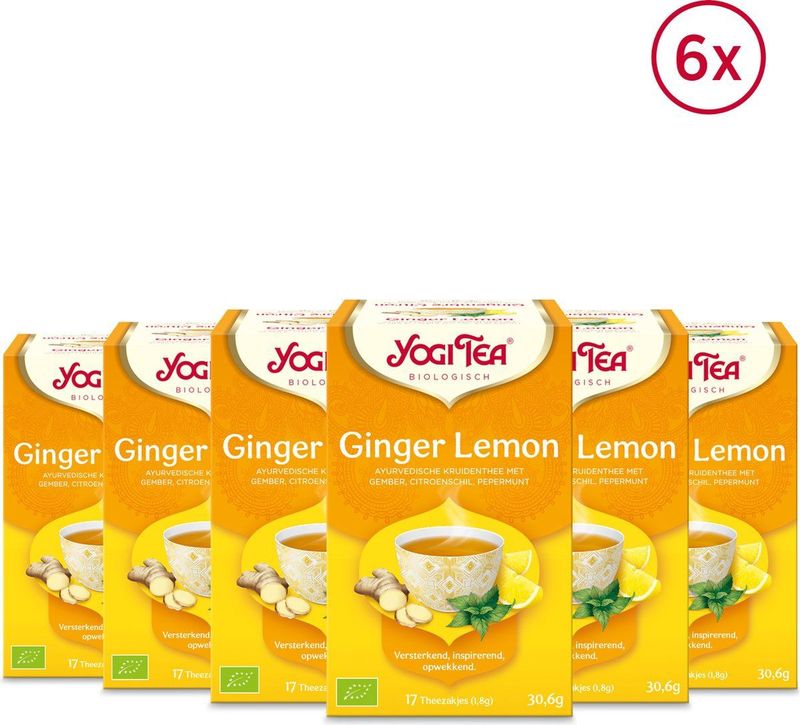 6x Yogi tea Ginger Lemon Biologisch 17 stuks