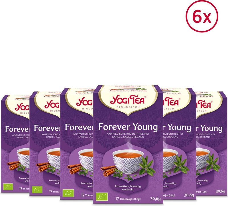 Yogi Tea Forever Young - Biologische Thee - 6x17 Stuks - 102 Theezakjes - NL-BIO-01