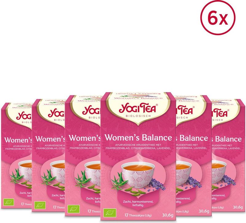 Yogi Tea Womens Balance - Biologische Thee - 6x17 Stuks - 102 Theezakjes - Cafeïnevrij - Kruidenthee - Ayurveda - NL-BIO-01