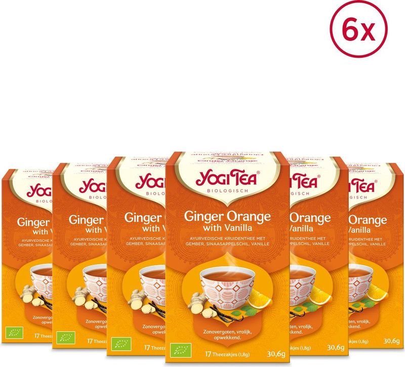 Yogi Tea Ginger Orange met Vanille - Biologische Thee - 6x17 Stuks - 102 Theezakjes - NL-BIO-01