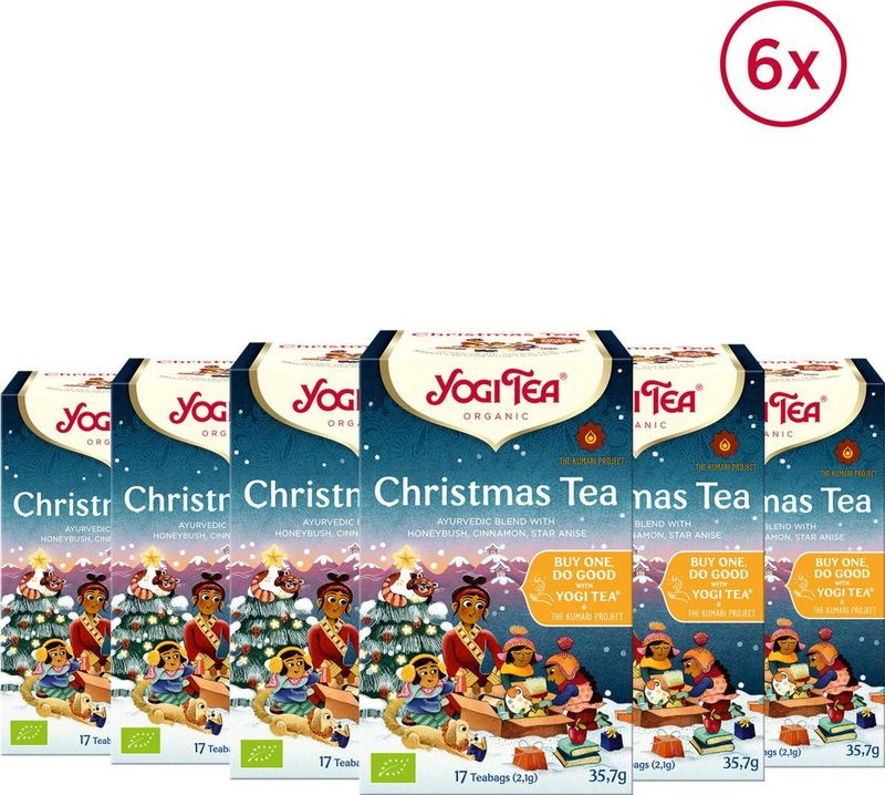 Yogi Tea Christmas - Biologische Thee - 6x17 Stuks - 102 Theezakjes - Cafeïnevrij - Kruidenthee - Ayurveda - NL-BIO-01