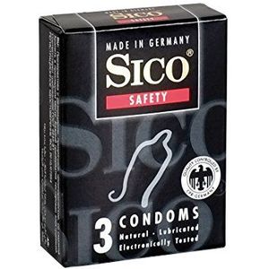SICO Safety condooms - hoogste seksuele intensiteit mogelijk - natuurlijk rubber latex - afzonderlijk verpakt in een doos - 3 stuks - Made in Germany