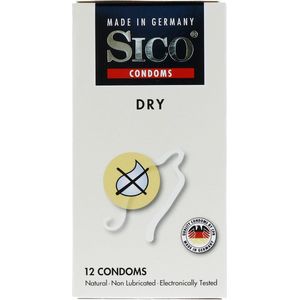 SICO Dry Condooms - natuurlijk rubberlatex - geen glijmiddel coating - afzonderlijk verpakt in een doos - 12 stuks - Made in Germany