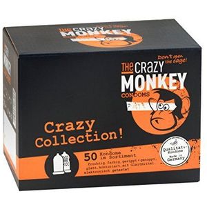 The Crazy Monkey Condoms Crazy Collection Mix - 50 condooms met verschillende aroma's, oppervlakken en kleuren - Made in Germany