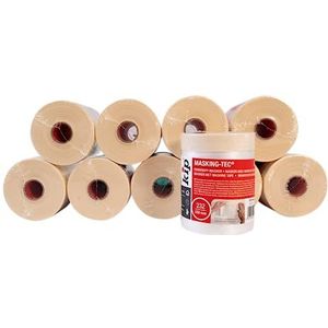 kip 10 stuks tape 232-54 fijne crêpemaskers, afdekfolie met afplakband voor schilderen en lakken, bescherming tegen kleurvlekken, 55 mm x 33 m