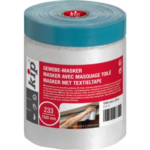 Kip Masker met afplakband 233-14 – plakband met kunststof afdekzeil – afmetingen: 1500 mm x 20 m – kleur transparant