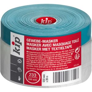 Kip Tape 233-54 Stofmasker, afdekfolie met textielband, plakstrips voor schilderen en lakken, speciaal voor ruwe ondergronden, 550 mm x 20 m