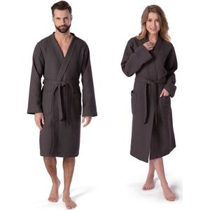 Möve Homewear Kimono wafelpiqué in maat XL 100% katoen, grafiet