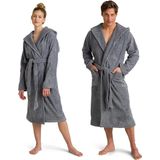 Möve Unisex-Bademantel Superwuschel Kapuze, ideal für Sauna & Spa, Hotelbademantel, Langform, Walkfrottee, Kapuze, Gürtel, in Uni