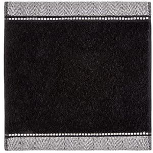 möve Brooklyn zeepdoek Uni met visgraatrand 30 x 30 cm van 85% katoen / 10% viscose van bamboe cellulose / 5% linnen, zwart