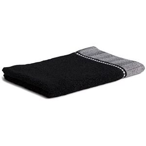 MÖVE Brooklyn Gastenhanddoek, effen, met brede visgraatrand, 30 x 50 cm, Made in Germany, 85% katoen, 10% viscose, van bamboevlees, 5% linnen, zwart (zwart)