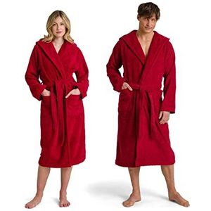 möve Superwuschel badjas met capuchon, 100% katoen, robijn, maat XS