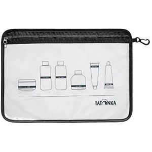 Tatonka Toilettas met ritssluiting, A4, transparant, voor het vervoer van vloeistoffen in handbagage in het vliegtuig, 30,5 x 22 cm (zwart)
