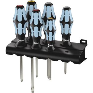 Wera 3334/3350/3355/6 schroevendraaierset, roestvrij staal + rek, 6-delig, 05032063001