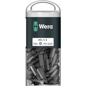 Wera 851/1 Z DIY 100 SiS 851/1 Z (100xPH2/25) DIY Box Recess-Bits Kruis-bit PH 2 Gereedschapsstaal Gelegeerd, Taai D 6.3 100 stuk(s)