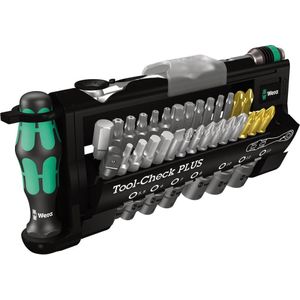 Wera Tool-Check Plus 05056490001 Bitset 39-delig Plat, Kruiskop Phillips, Kruiskop Pozidriv, Inbus, Binnen-Torx, Torx BO Incl. ratel