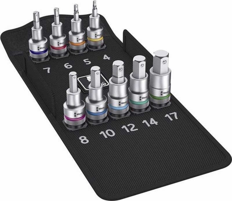 Wera - 8740 C HF 1 - 9-delige Zyklop Binnenzeskant Bit-doppenset - 1/2" - Kleurgecodeerd
