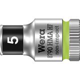 Wera 05003719001 8790 HMA HF Cyclop-dopsleutelinzetstuk met 1/4 inch aandrijving met houderfunctie, 5,0 mm, lichtgroen