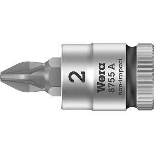 Wera 05003354001 8755 A Pozidriv Cyclop-bitinzet 1/4 inch, PZ 2 x 28 mm, zwart