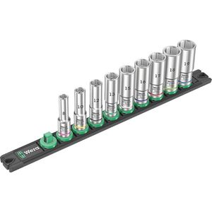 Wera - B Deep Dopsleutelset - 9-delig - 3/8 Inch - Magnetische Doppenstrip