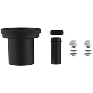 SANIT WC-aansluitgarnituur 180 mm, kleur wit, geschikt voor wandtoiletten, incl. aansluitbuis 45 mm + spoelbuisverbinder + aansluitstukken DN 90 58.931.00.000, zwart, 19cm